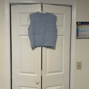 Zara Soft Blue Knit Sweater Vest